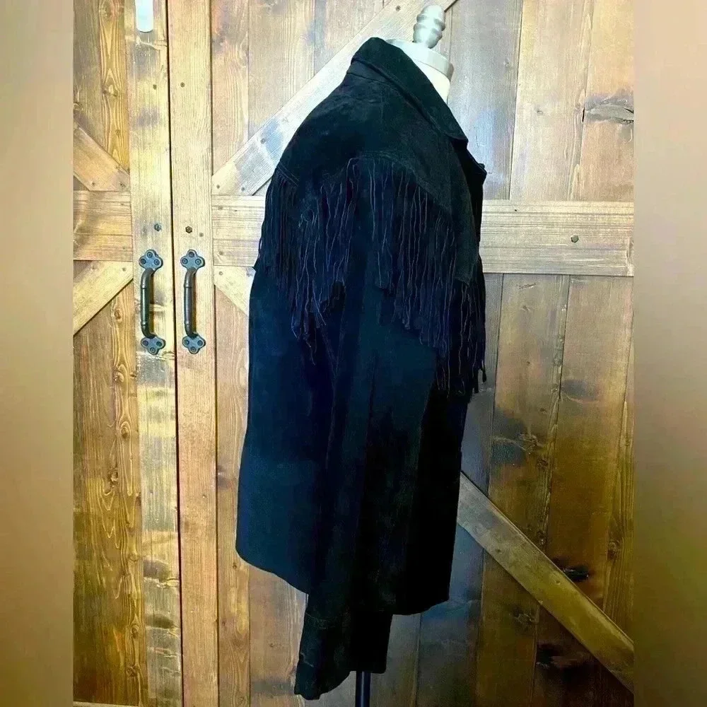 Vintage 90s Minnetonka Western Suede Fringe Jacket Relaxed Fit With Tags Men’s L